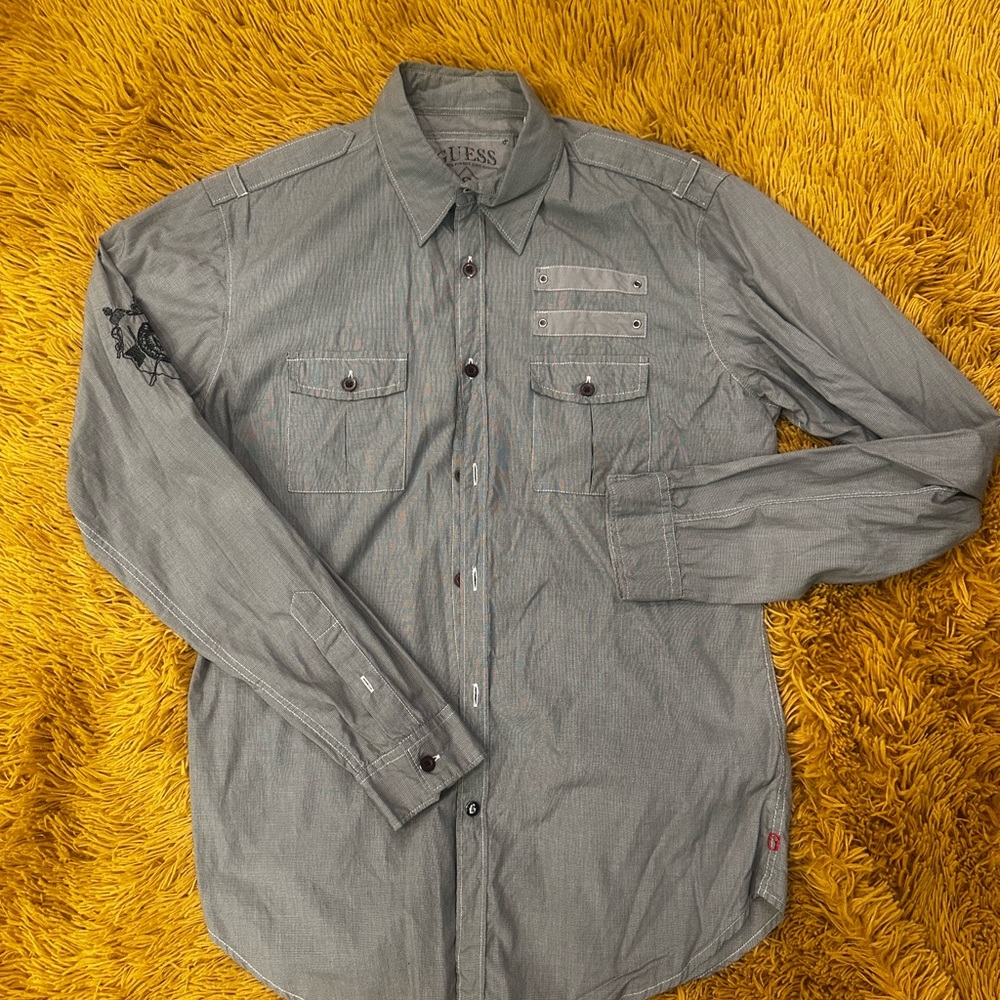 Guess Gray Button-Up Shirt